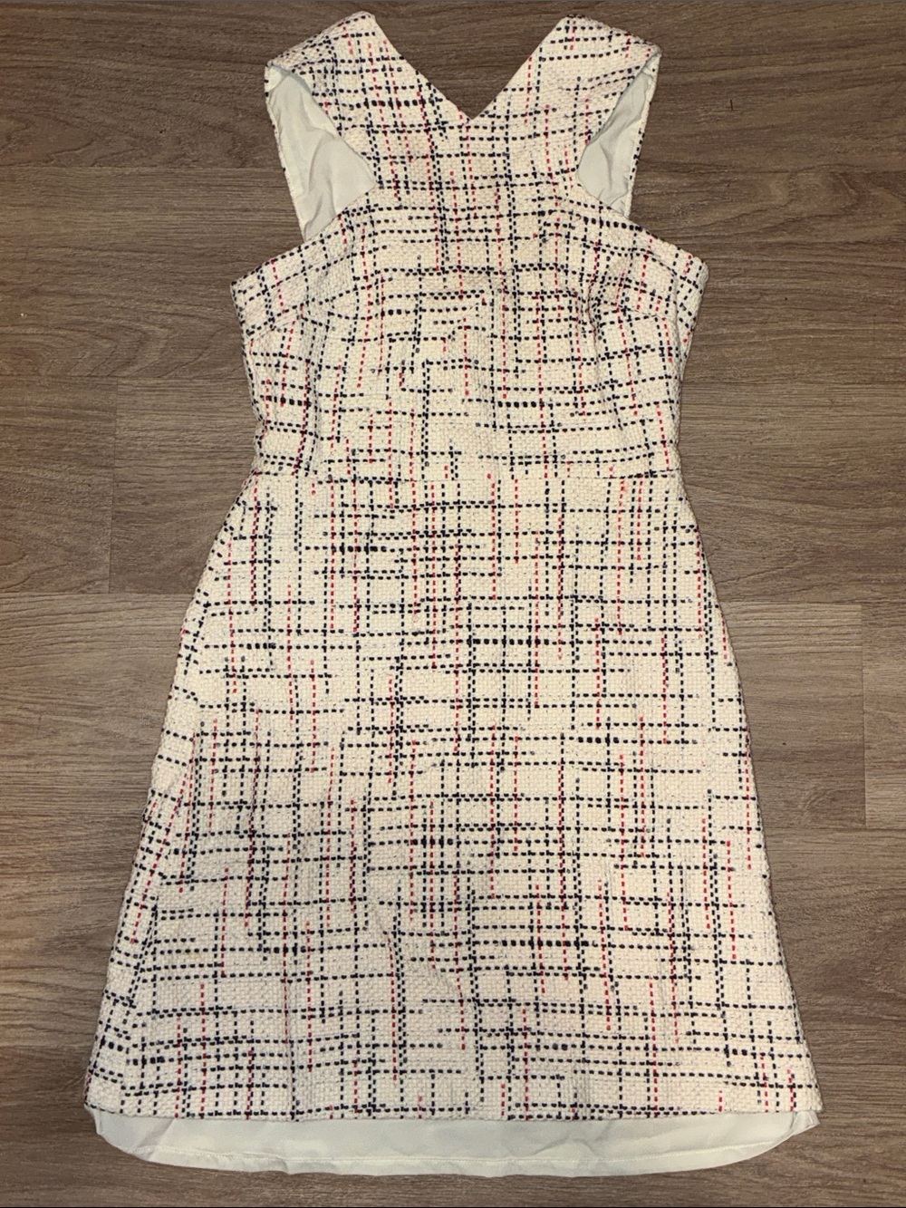 Banana Republic Women’s Size 6 Cream Plaid Tweed Sleeveless Dress